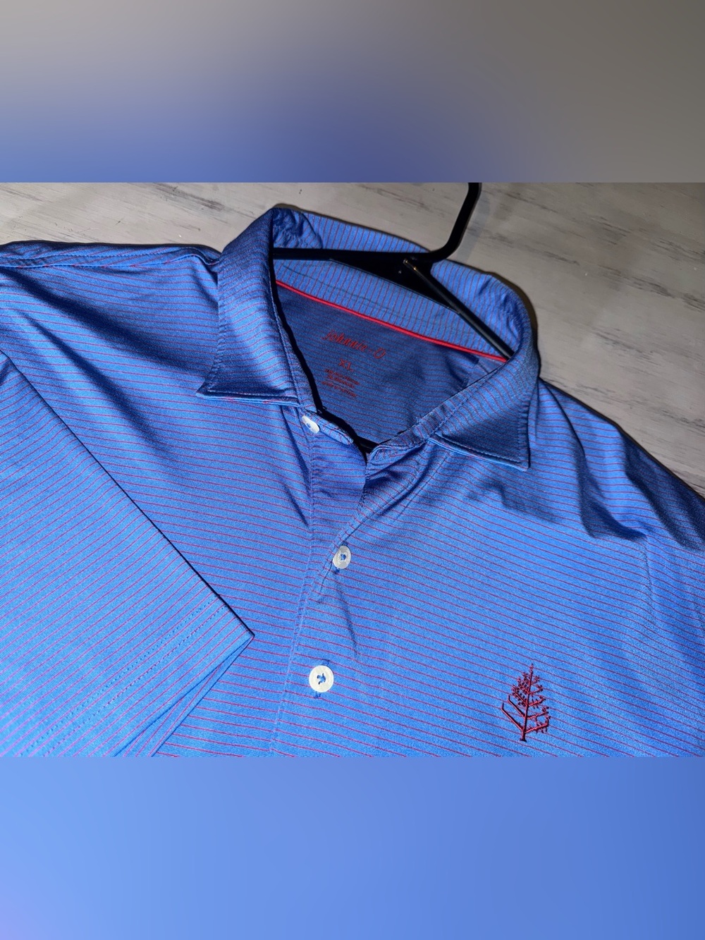 johnnie-O Men’s XL Riptide Blue Striped Performance Golf Polo